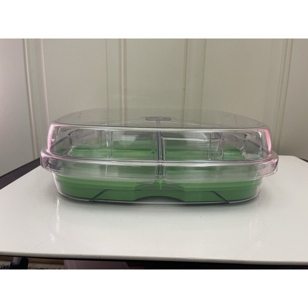 Pampered Chef Large Square Cool & Serve Green Tray w Carry Bag #2292 - Picture 13 of 13